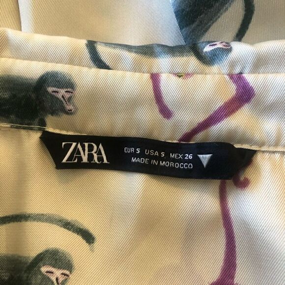 Zara Pastel Monkey Print Cropped Swing top Size S - Picture 8 of 13